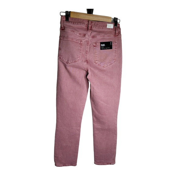 Paige Jeans Cindy High Rise Straight Ankle Exposed Button Fly Soft Rose Size 27 - Picture 2 of 10